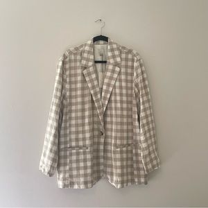 Women's Cream Gingham Check Blazer | A New Day | XXL